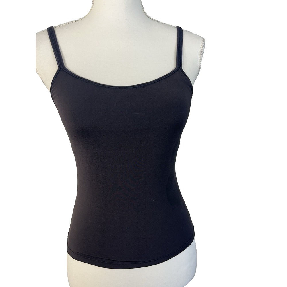 BALI Satin N Smooth Black Firm Control Shaping Cami Tank Top Shelf Bra Sz S